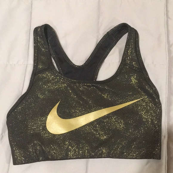 black and gold nike sports bra